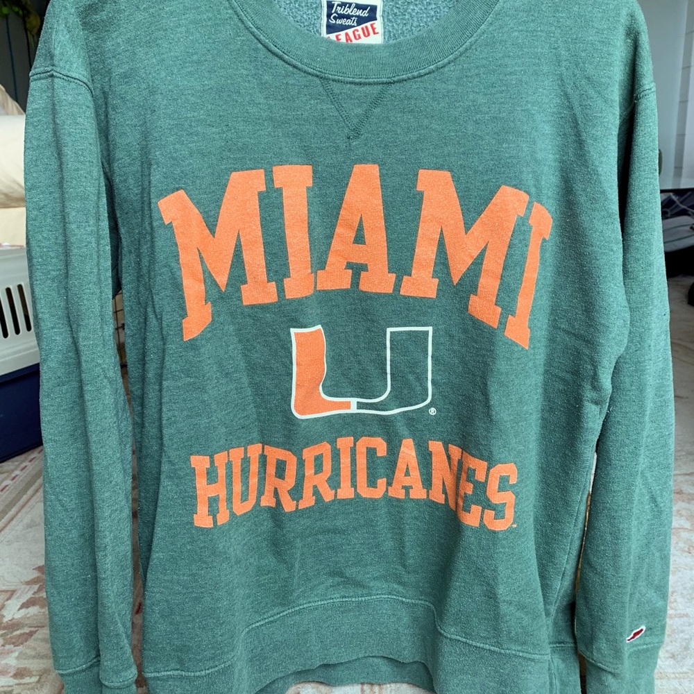 Green & Orange Miami Hurricanes Crewneck